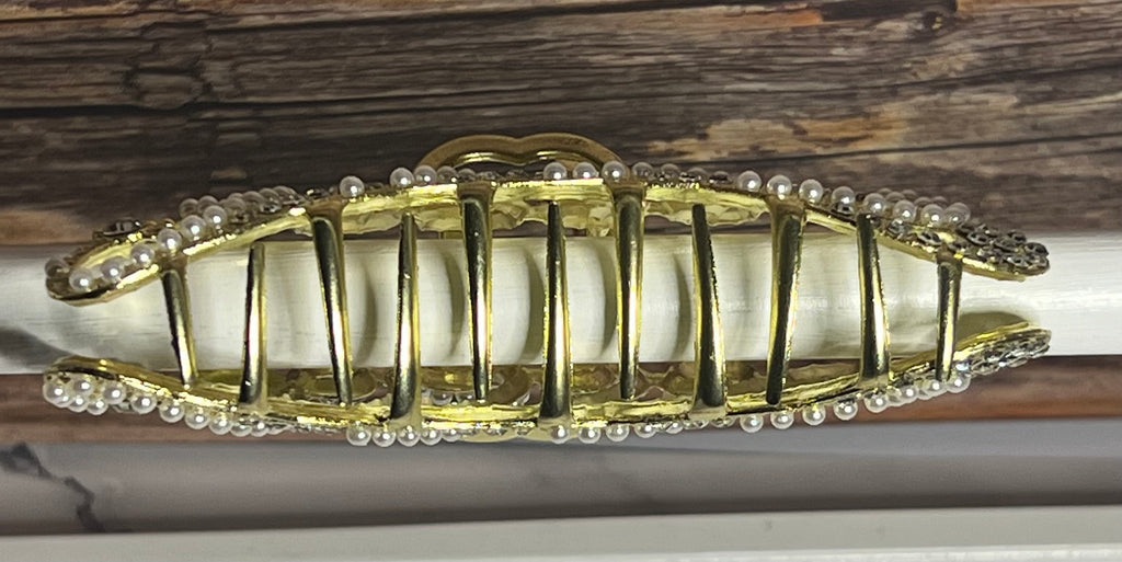 Hair Claw / Clip - Gold Swirl Peacock