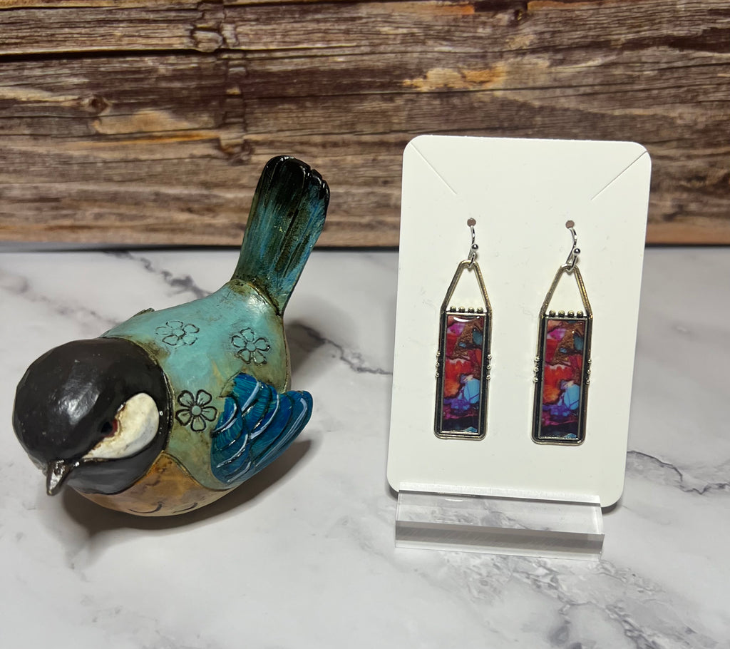 Earrings - Sterling Silver Abstract Art Bar