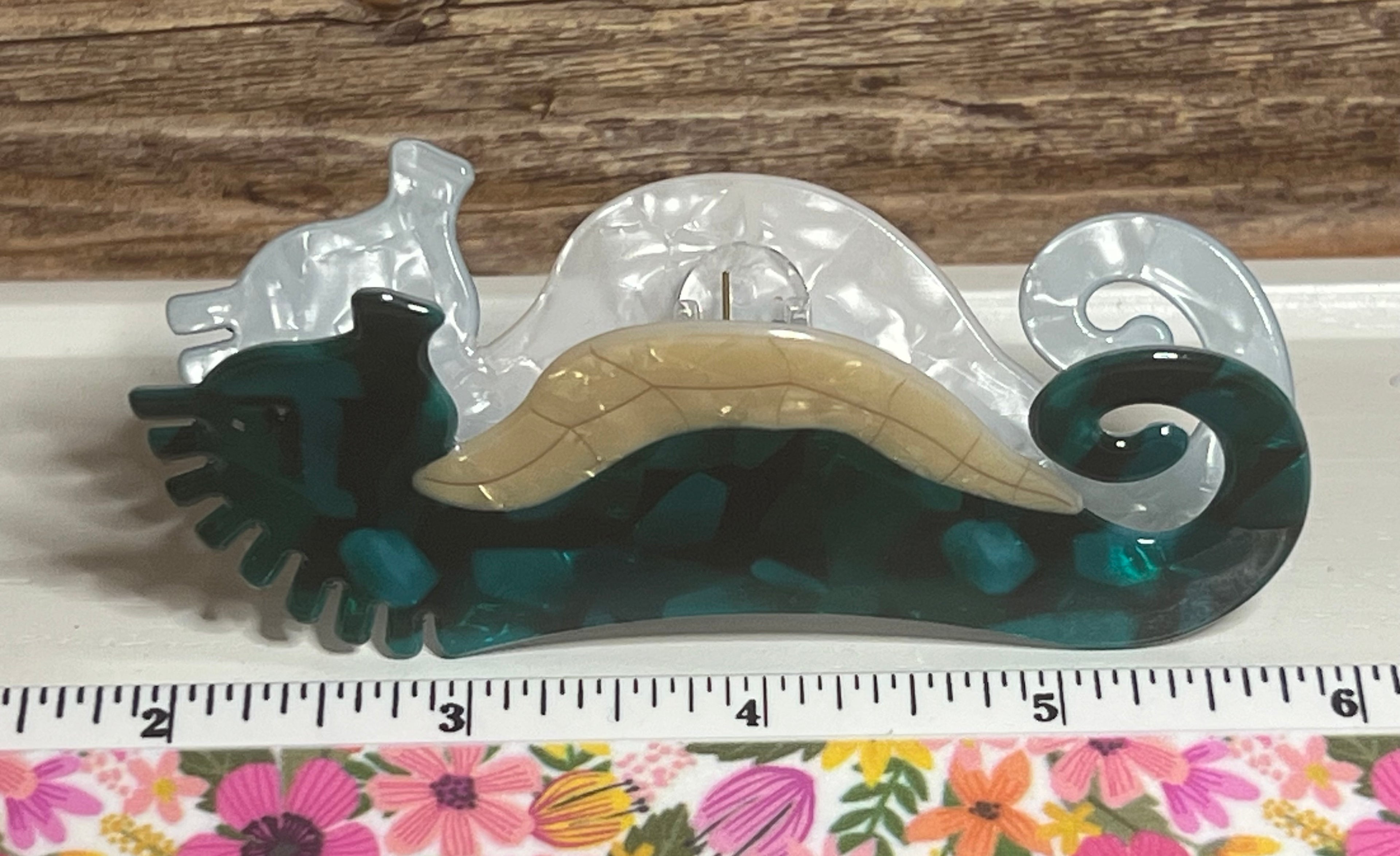 Hair Claw / Clip - Teal Seahorse