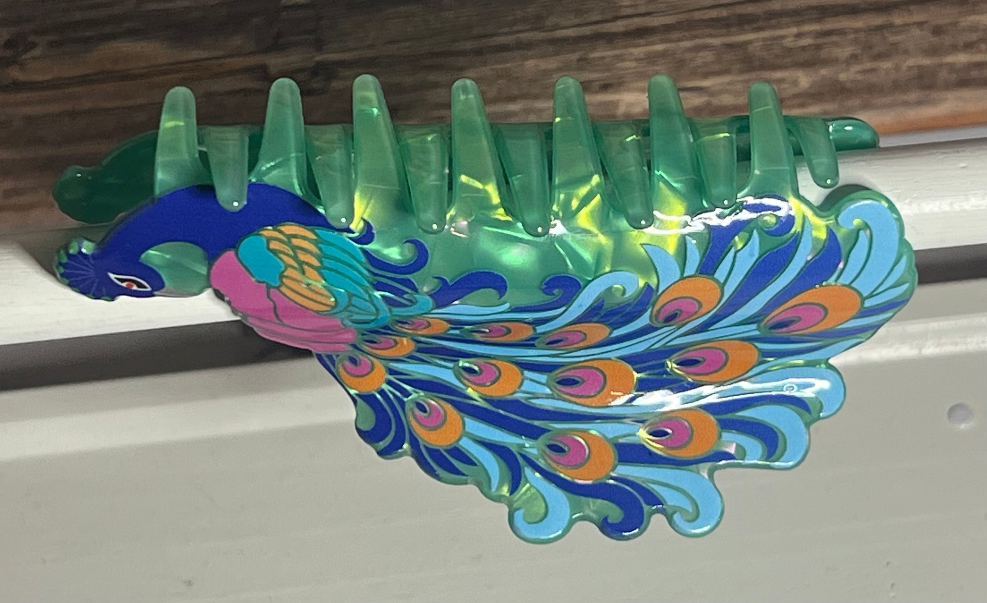 Hair Claw / Clip - Colorful Peacock