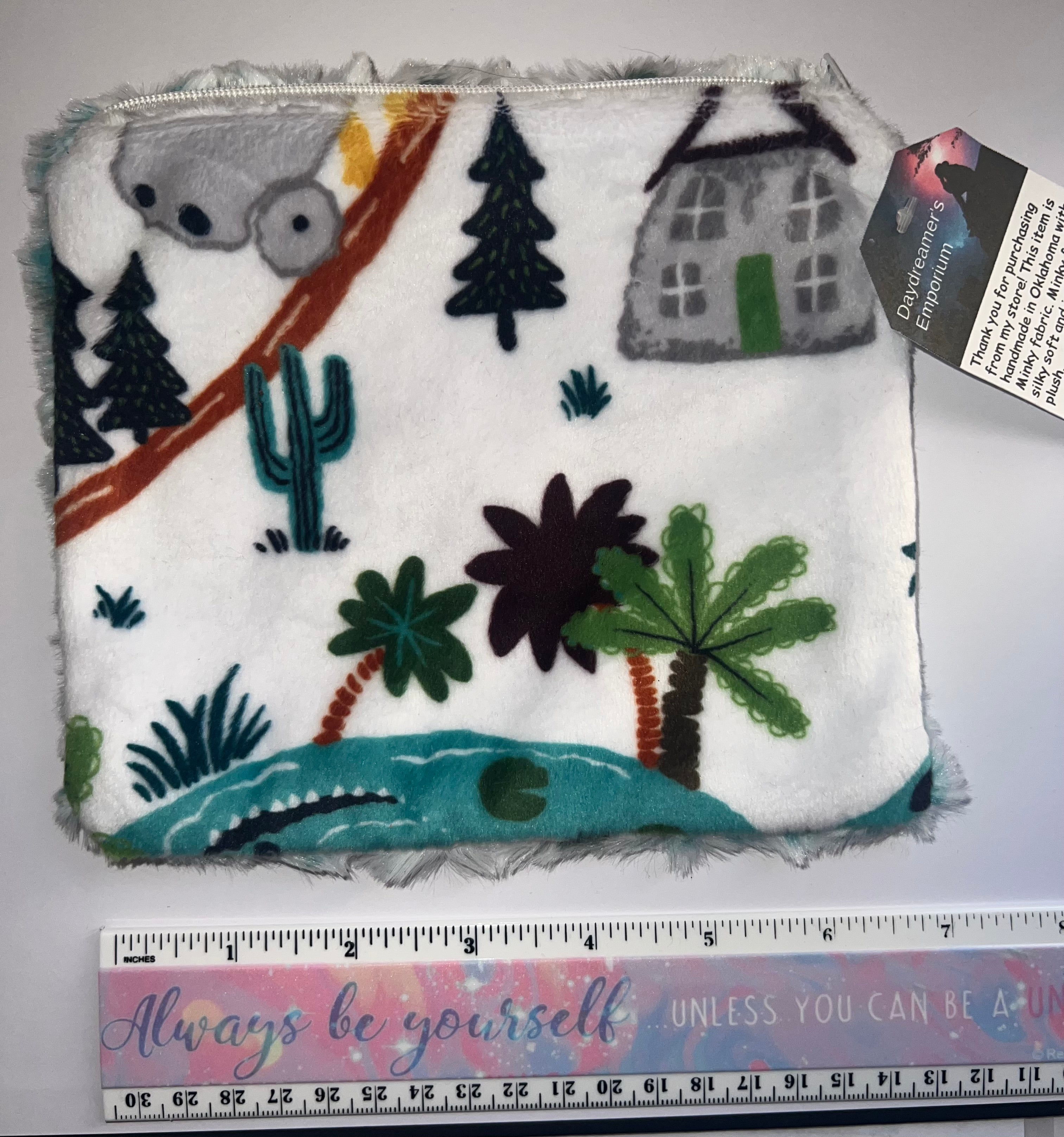Minky Dino Print Pouch Bag