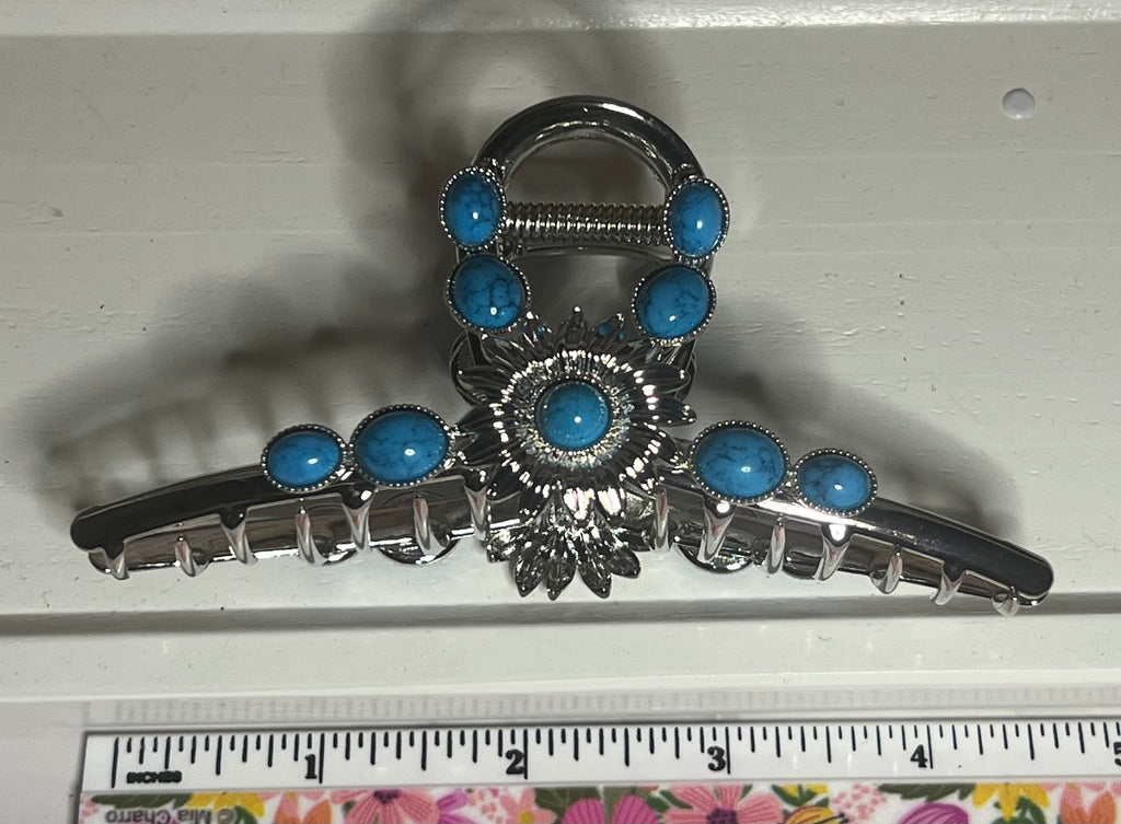 Hair Claw / Clip - Southwest Turquoise Metal