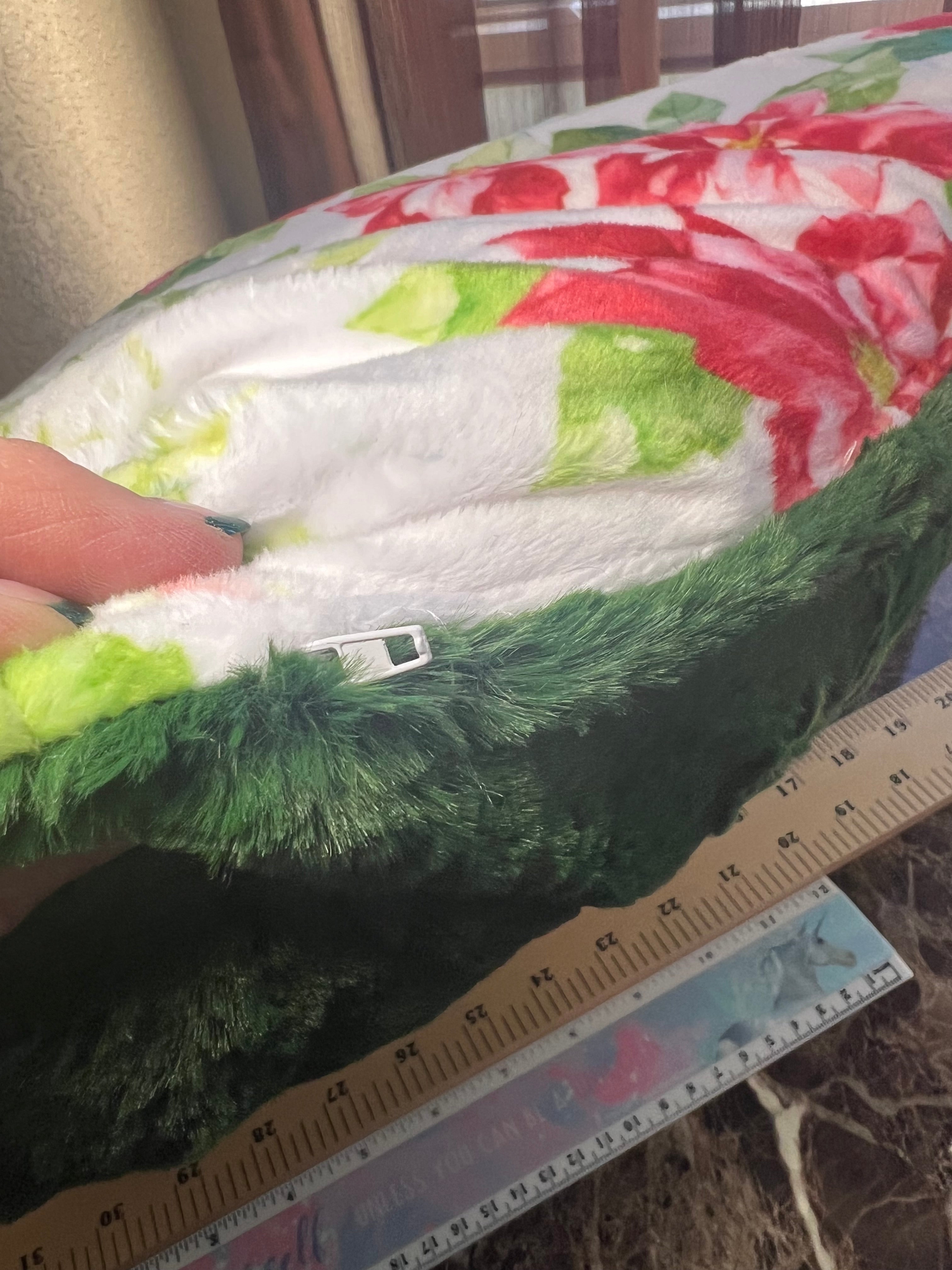 Minky Throw Pillow - Poinsettias & Evergreen Hide