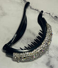 Hair Ponytail Holder / Clip - Sparkling Black Rhinestone Bling