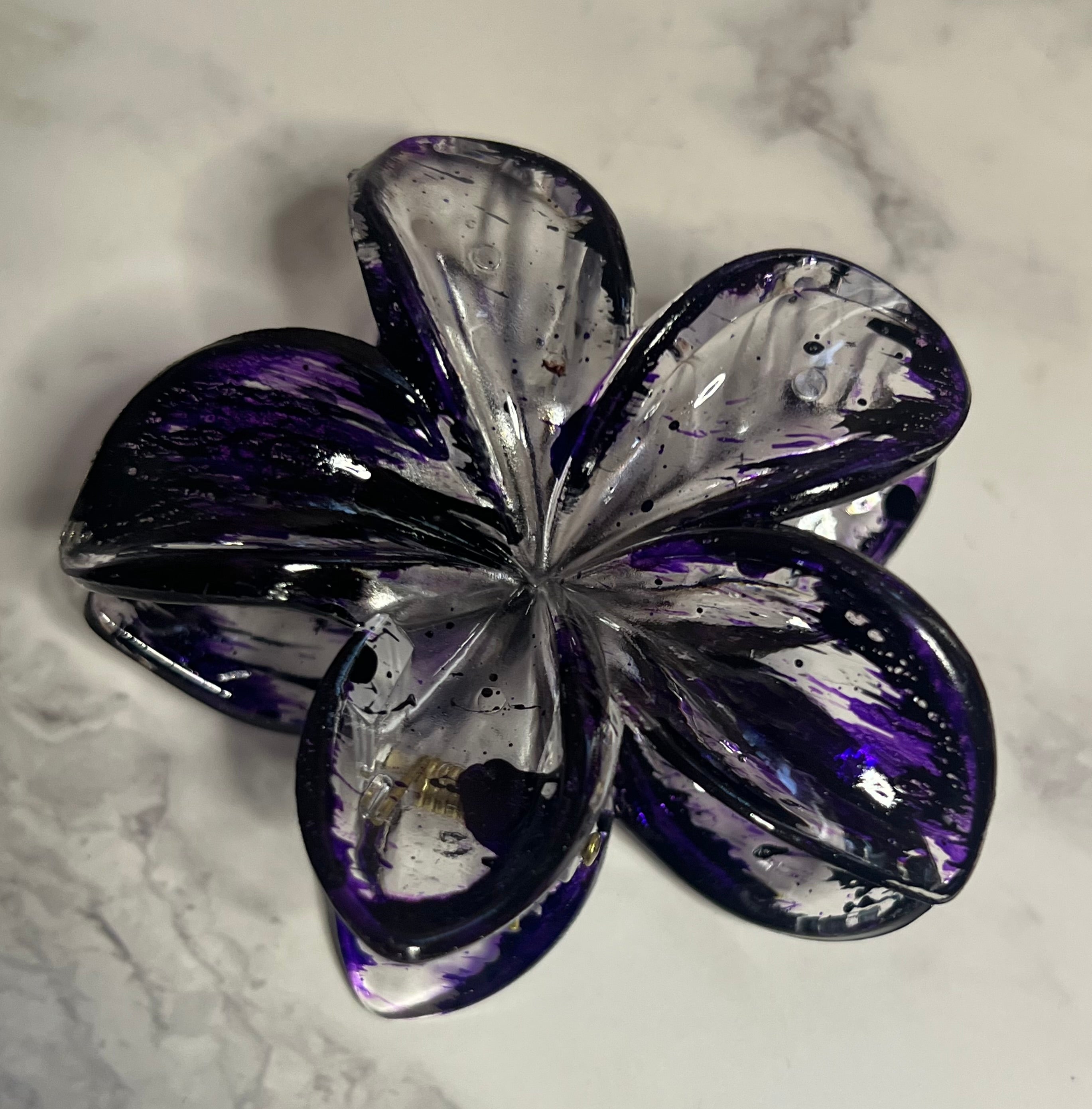 Hair Claw / Clip - Large Iridescent Flower - Various Colors To Choose From