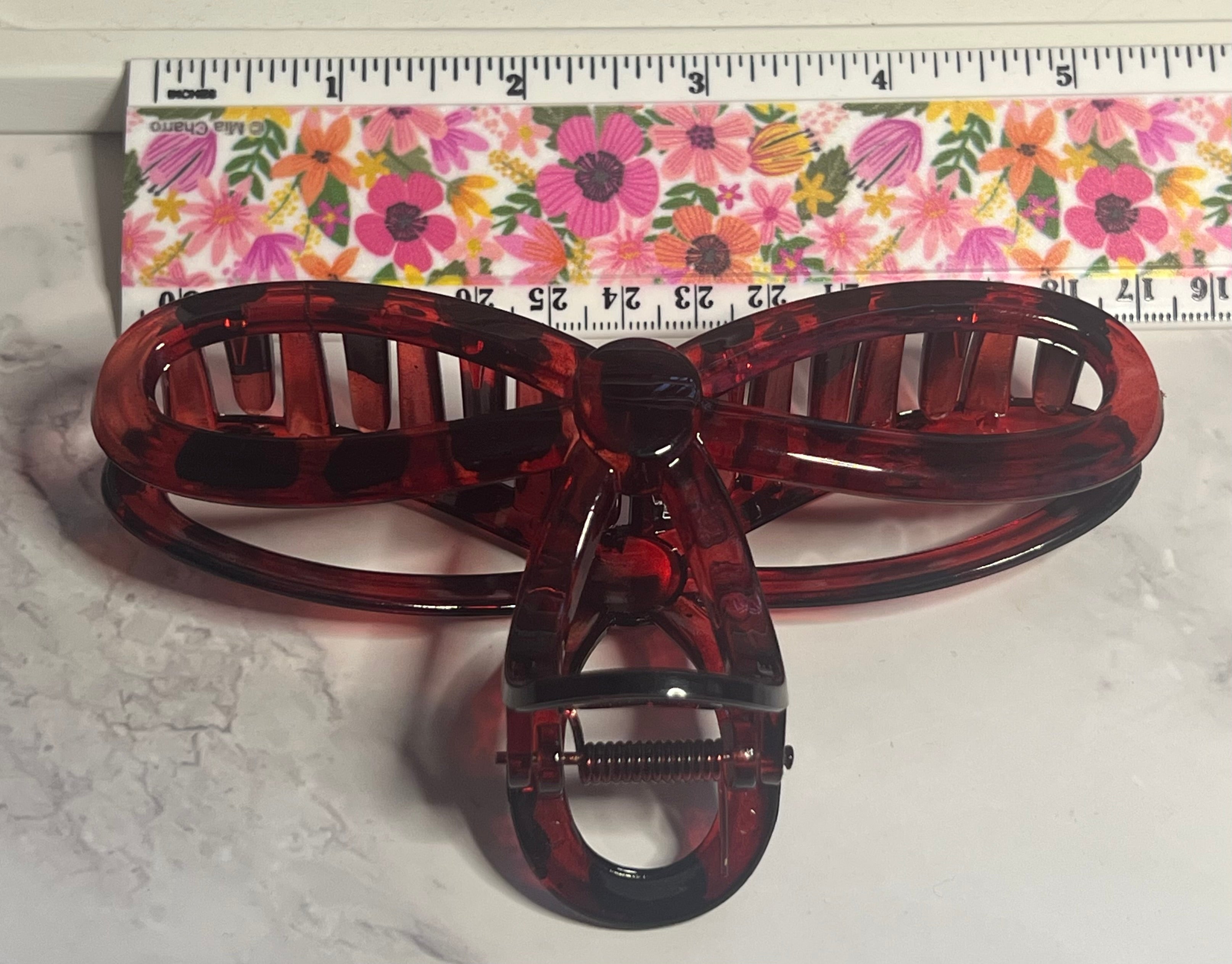 Hair Claw / Clip - Large Leopard & Brown Bow
