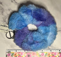 Minky Scrunchie Keychain Blue & Purple Tie Dye