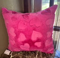 Minky Throw Pillow - Fuchsia Embossed Hearts