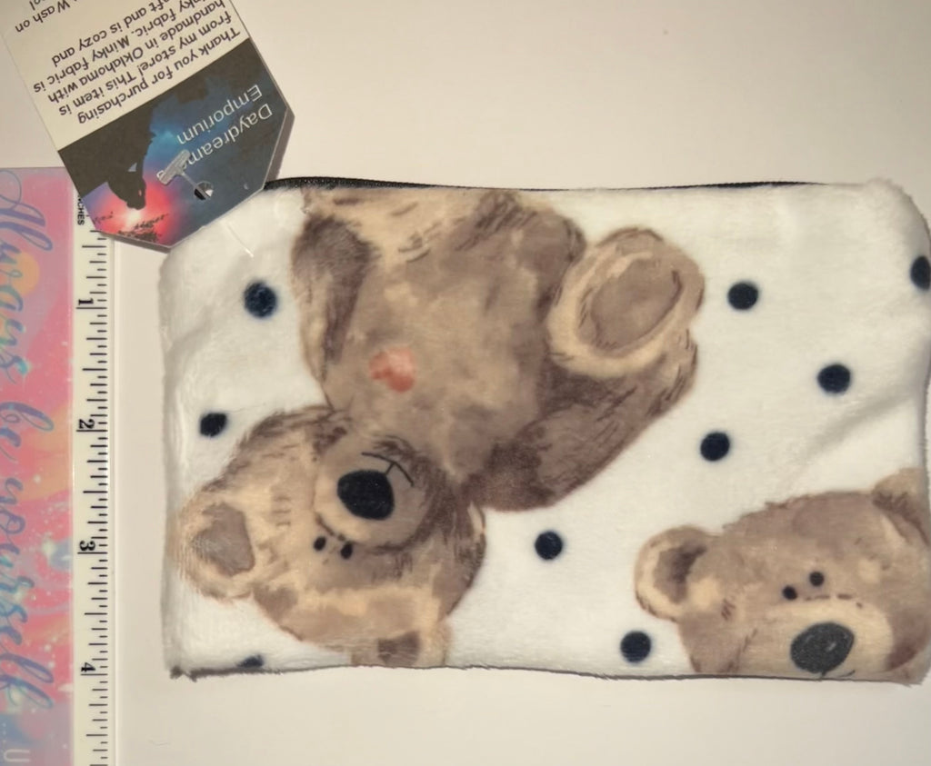 Minky Teddy Bears Pouch Bag