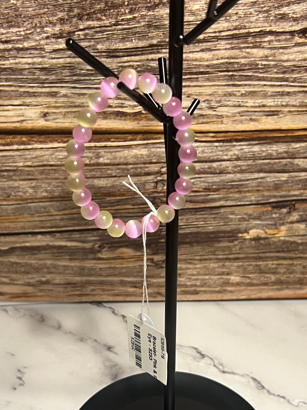 Bracelet - Pink & Green Cats Eye