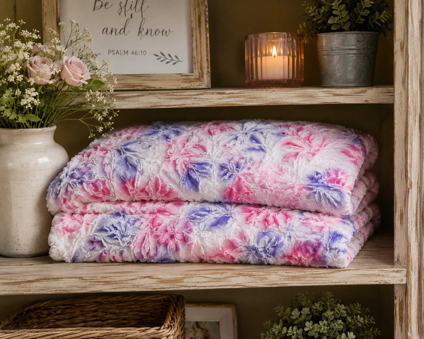 Minky Blankets- Sorbet Poppy - Pink, Purple, White