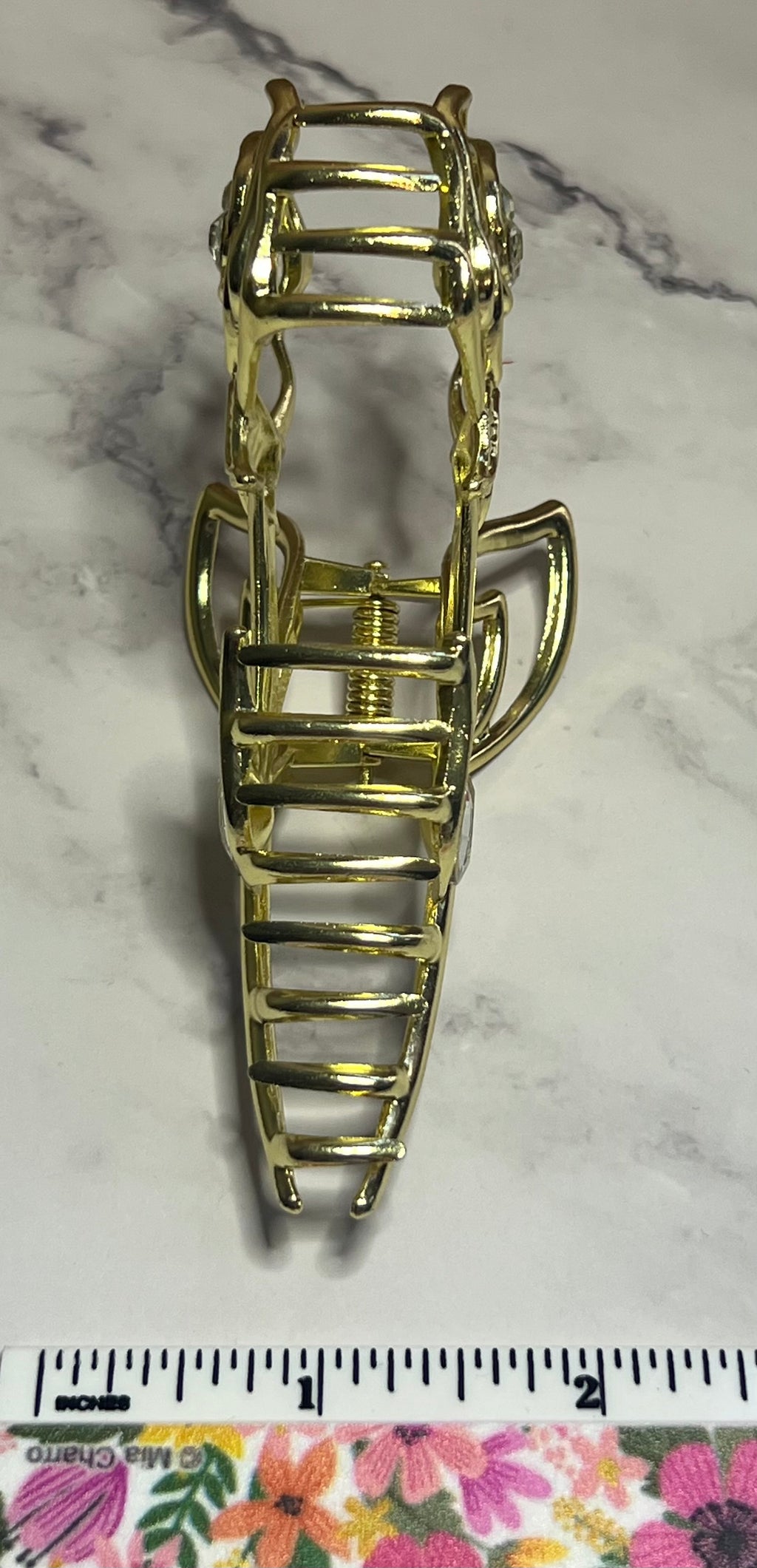 Hair Claw / Clip - Gold Rose with Rhinestones