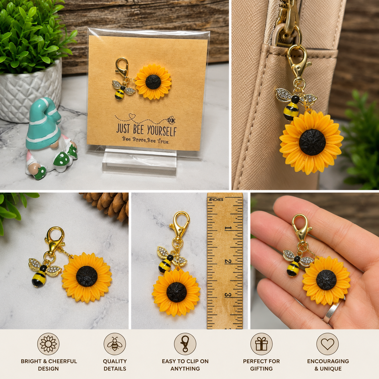 Bee Sunflower Charm