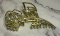 Hair Claw / Clip - Gold Rose with Rhinestones