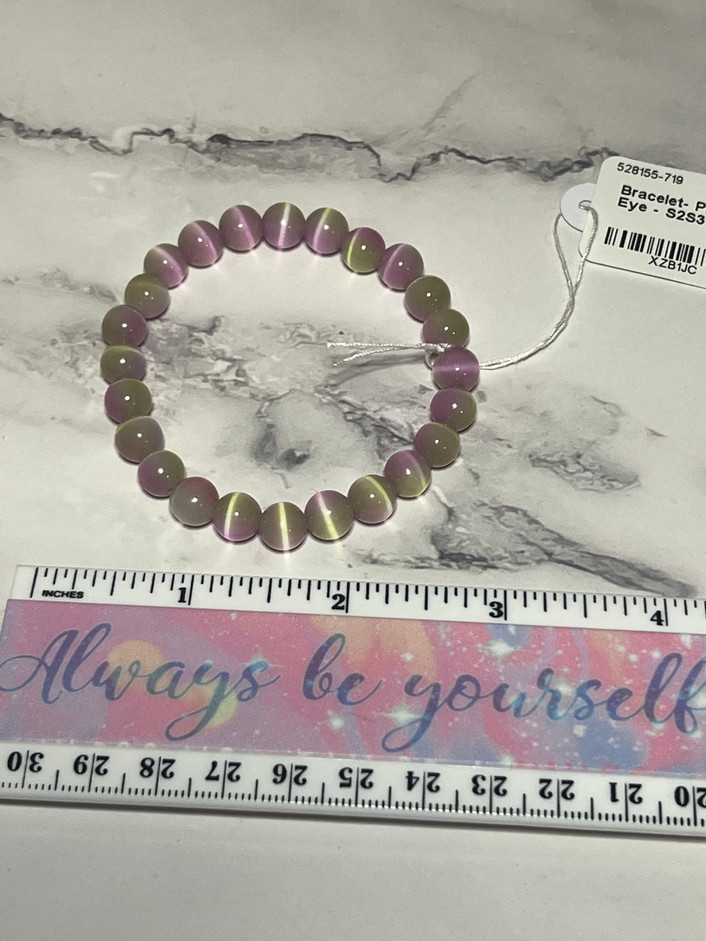 Bracelet - Pink & Green Cats Eye