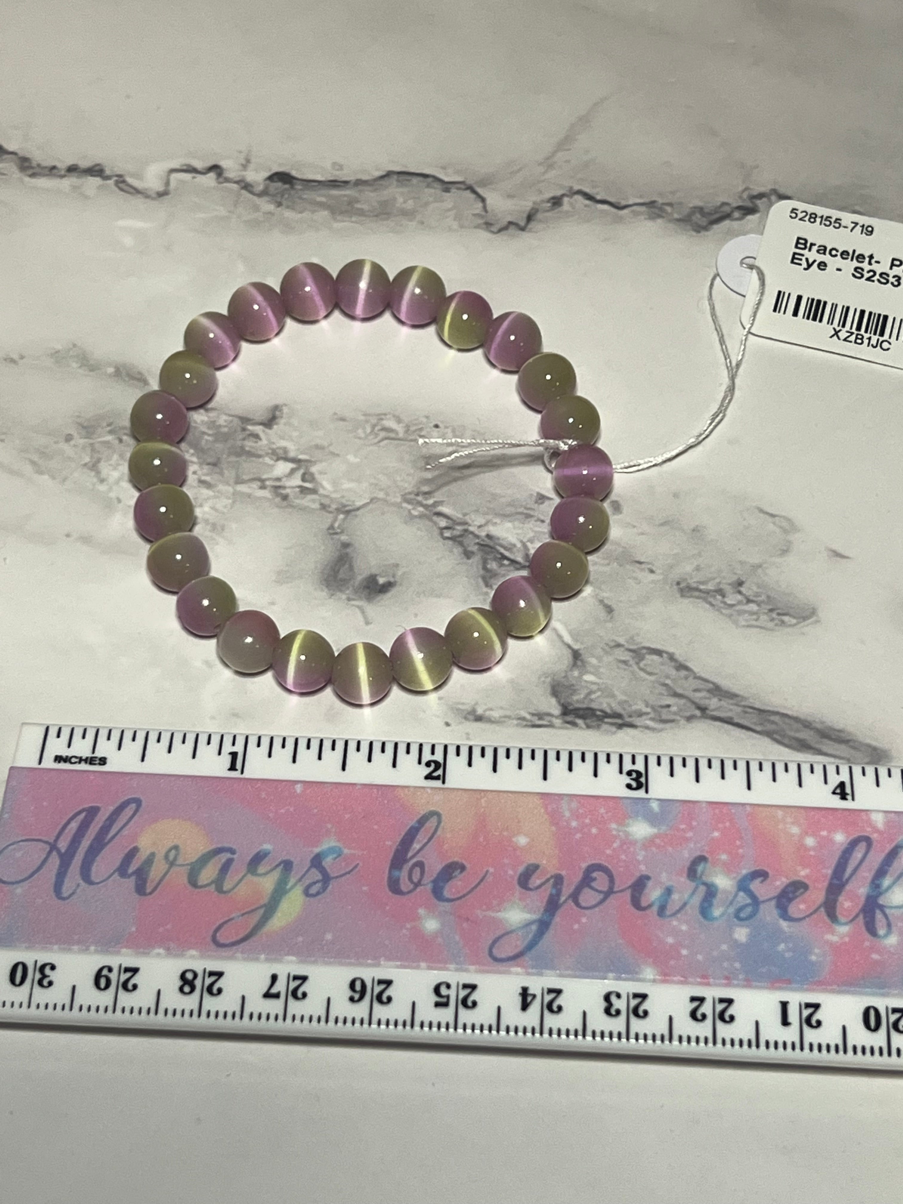 Bracelet - Pink & Green Cats Eye