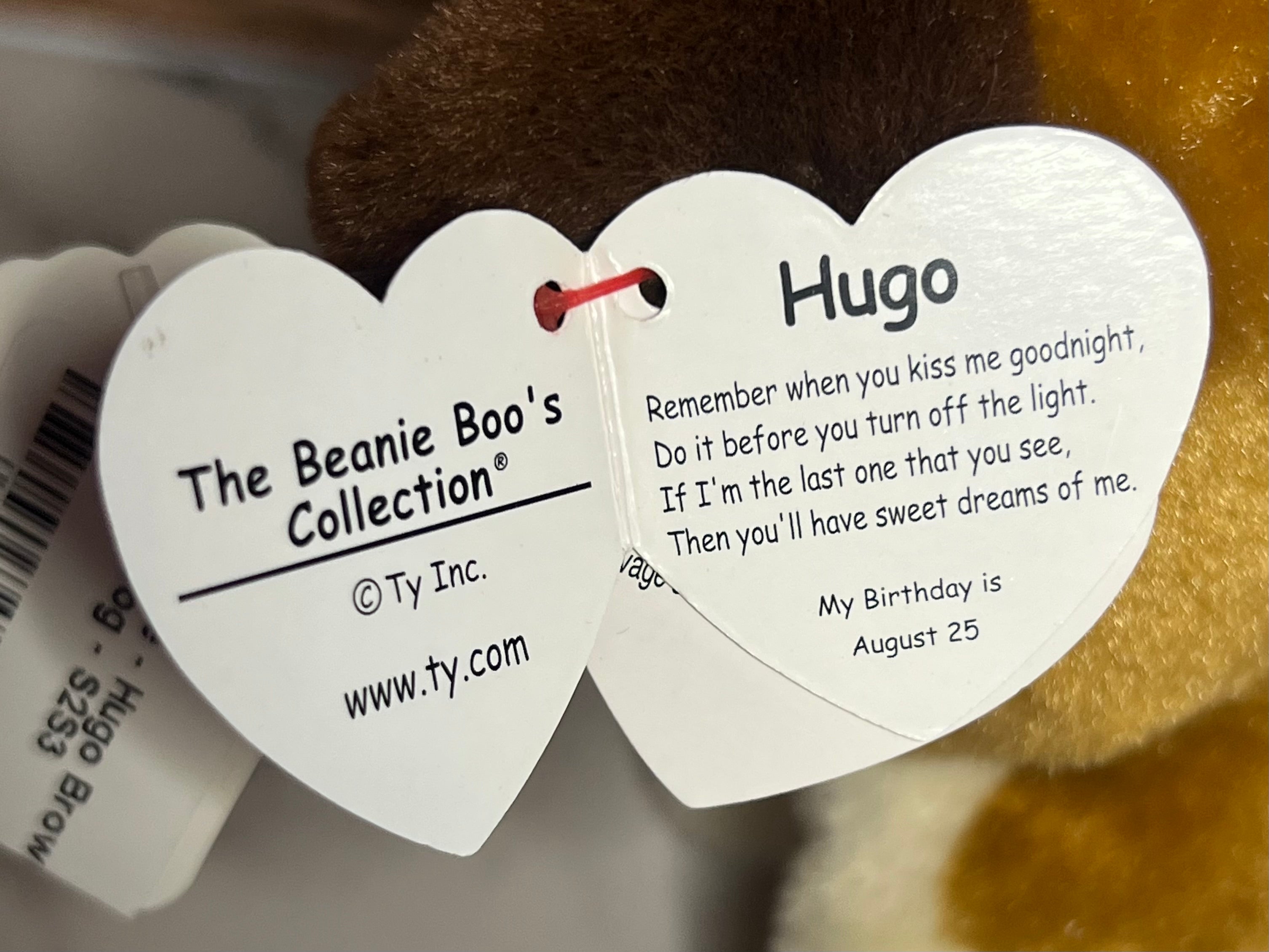 Ty Beanie Baby - Hugo Brown / Tan Dog Puppy