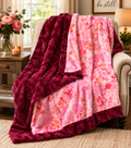 Minky Blankets- Pink Floral & Magenta Hide Approx Size 65”x55”