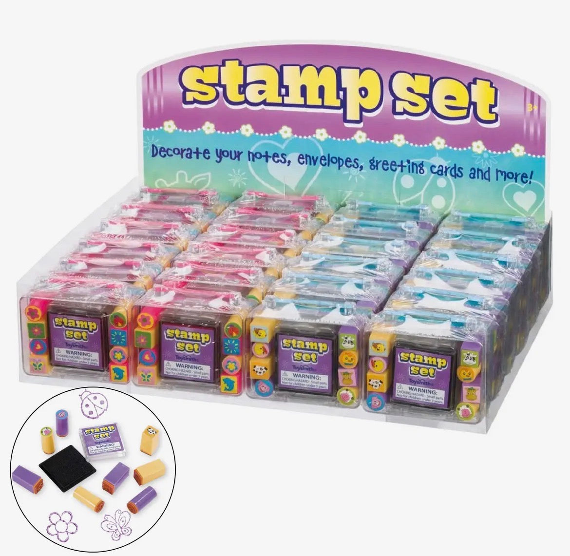 Mini Stamp Set with Case and 8 Stamps, Art Kit, Ink, Decorate!