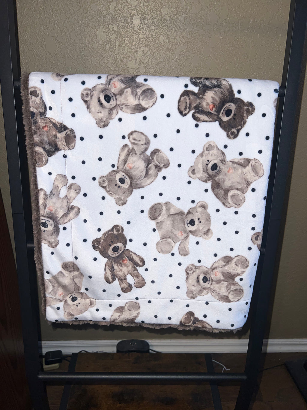Minky Baby Blanket - Teddy Bears/Brown