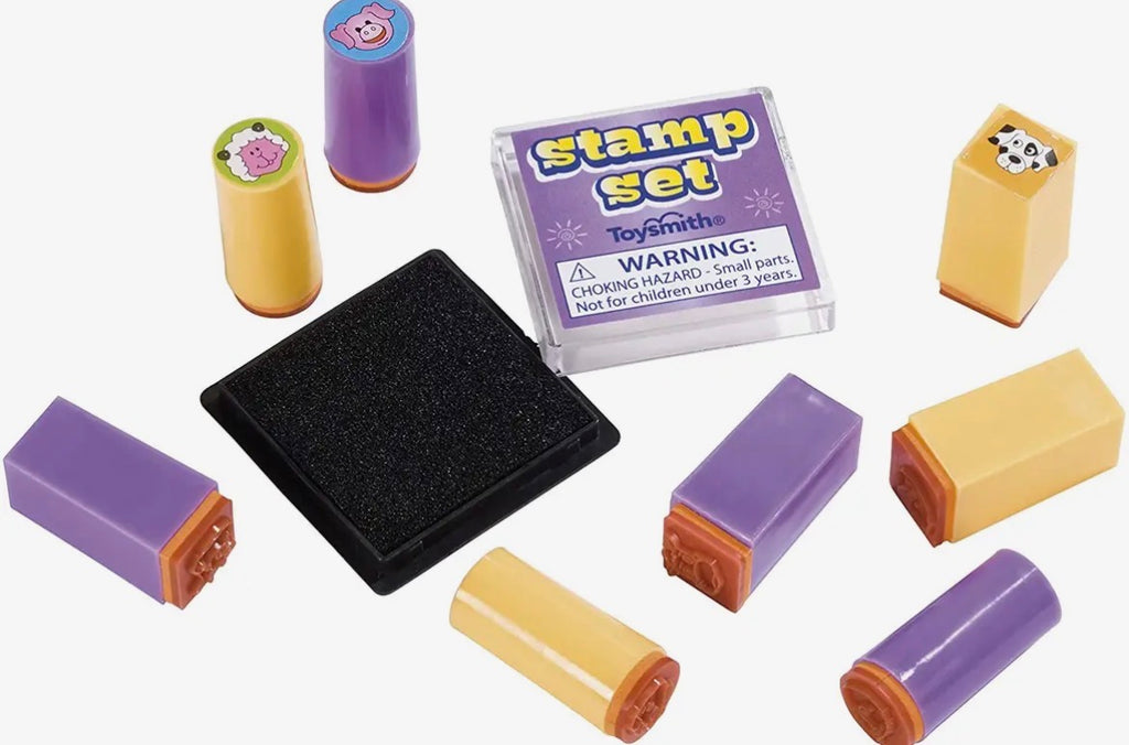 Mini Stamp Set with Case and 8 Stamps, Art Kit, Ink, Decorate!