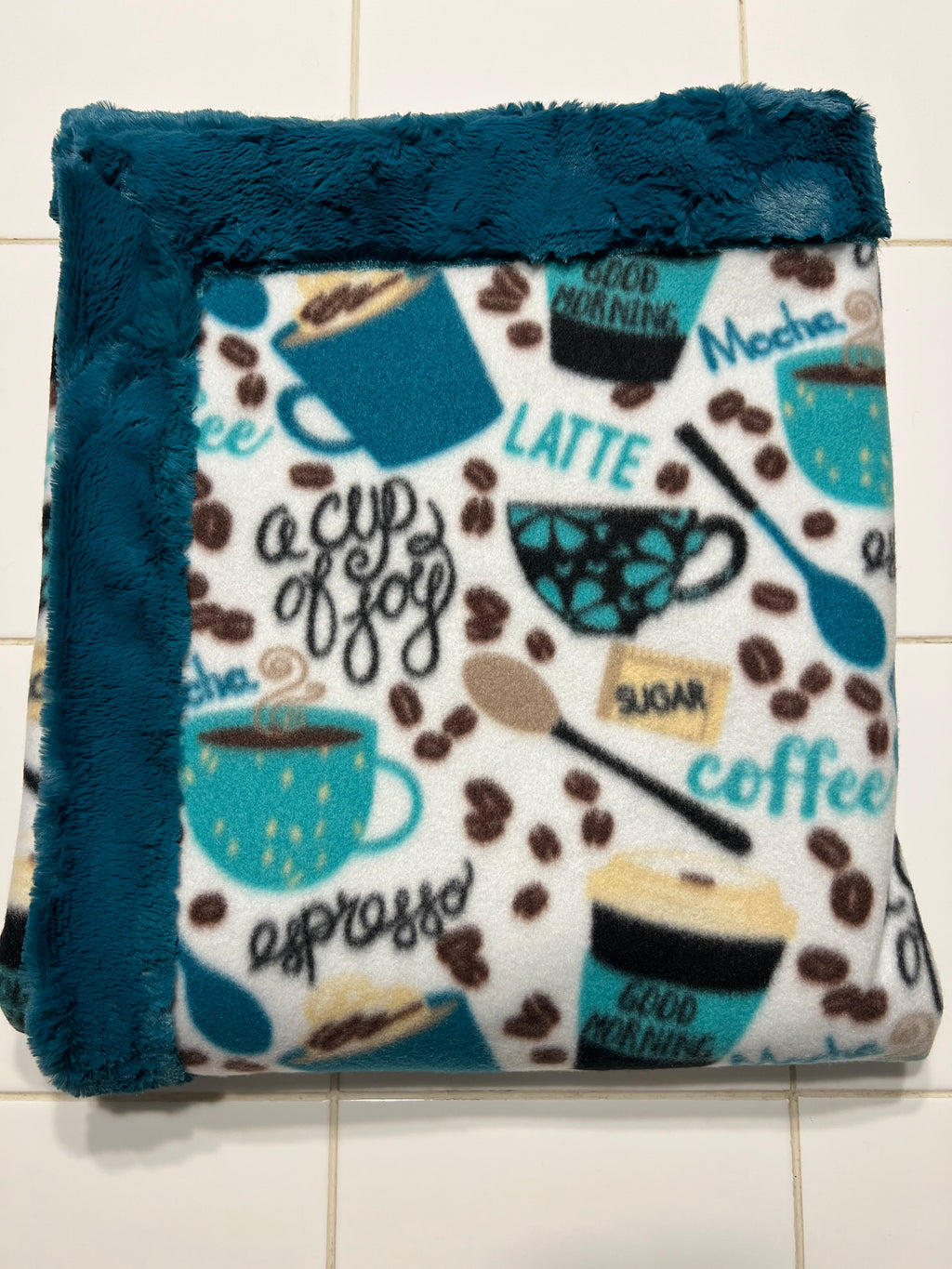 Minky / Fleece Blanket - Coffee & Teal