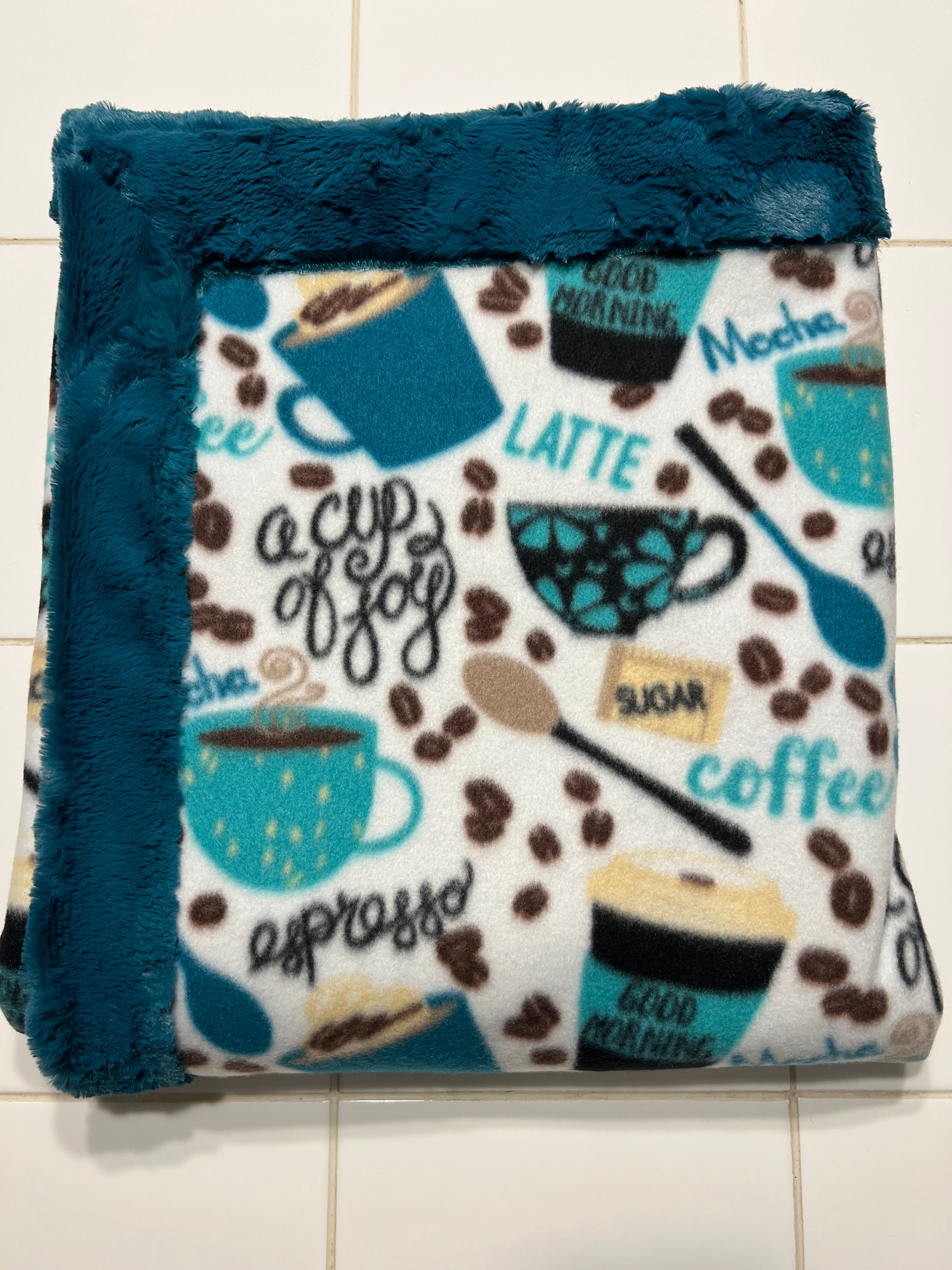 Minky / Fleece Blanket - Coffee & Teal