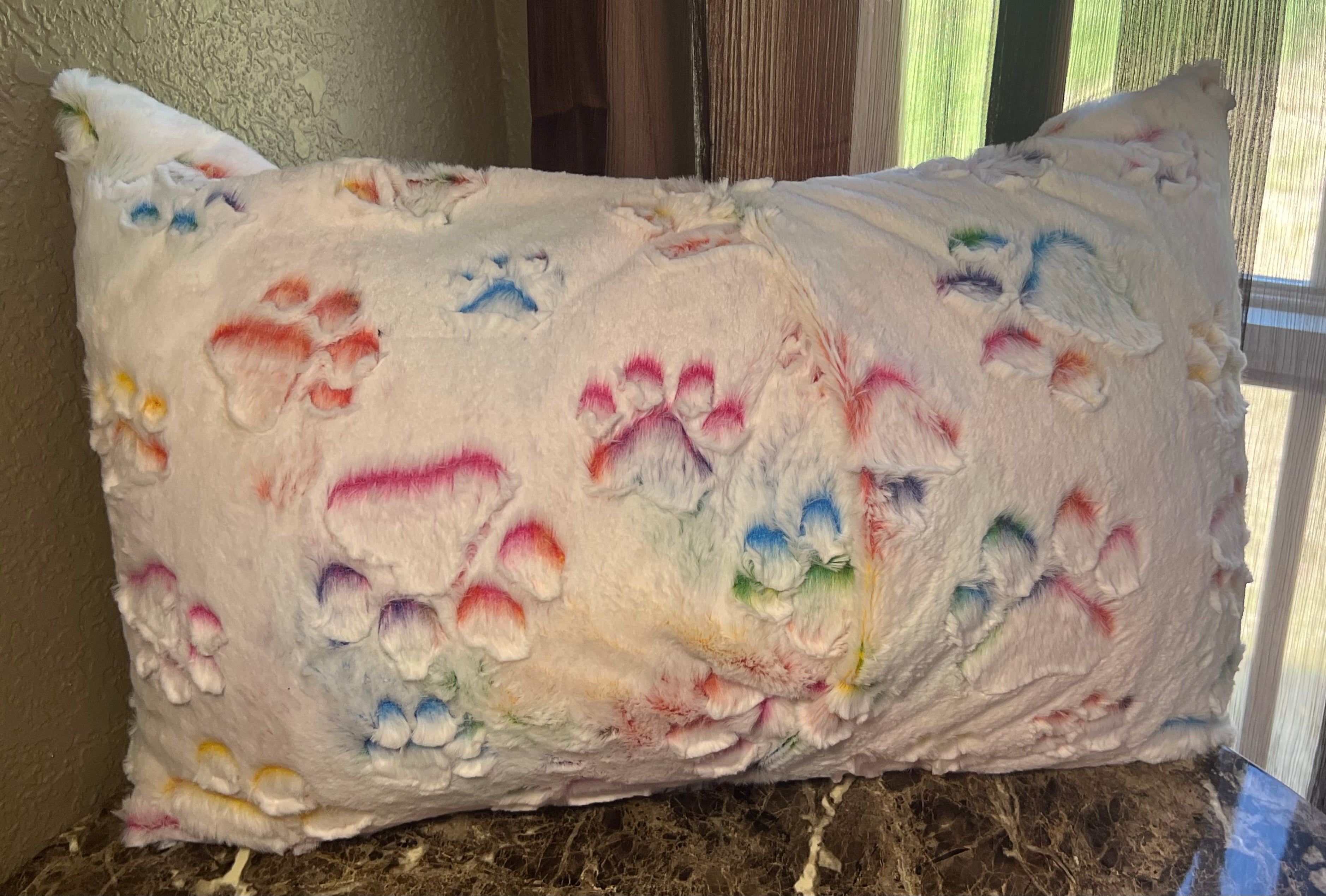 Minky Lumbar Pillow - Vibrant Paws