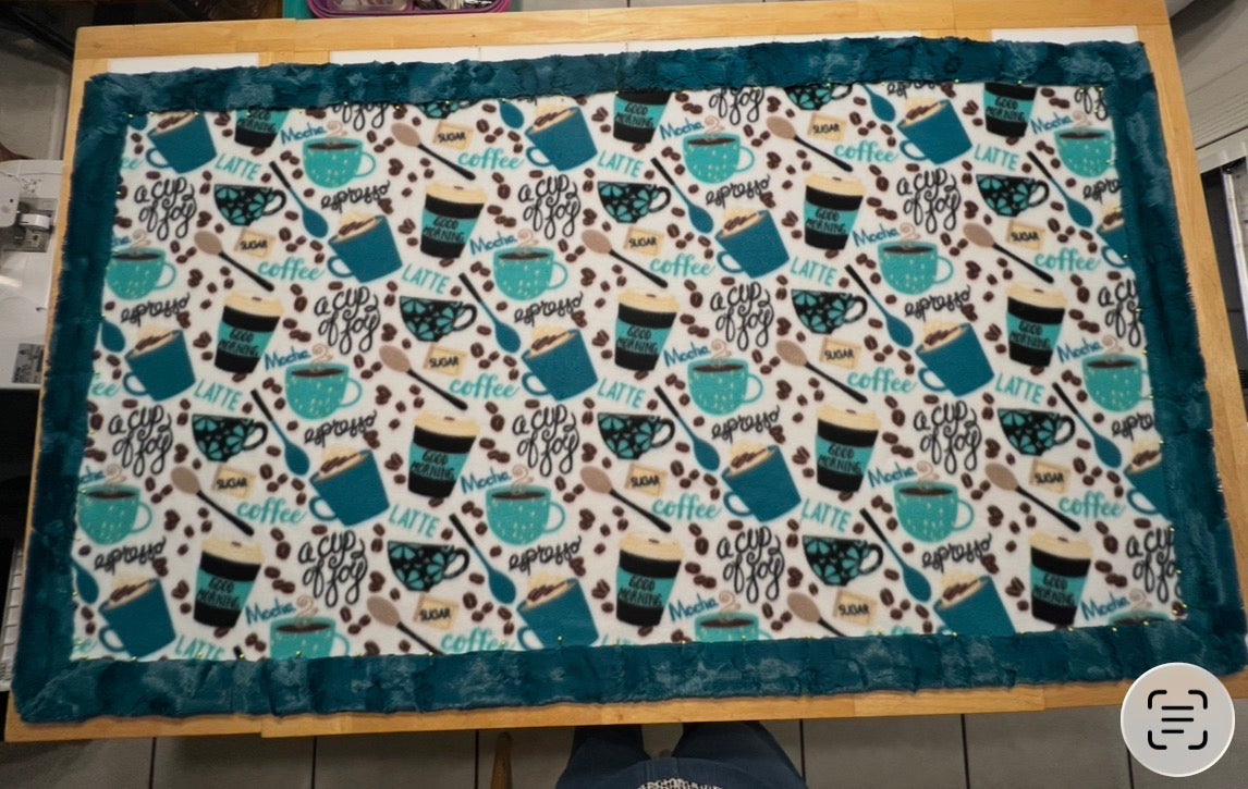 Minky / Fleece Blanket - Coffee & Teal