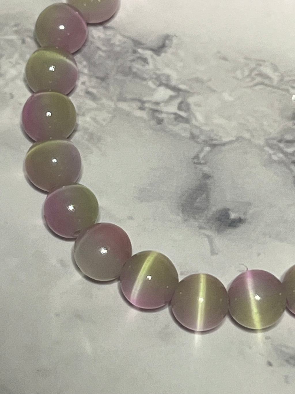Bracelet - Pink & Green Cats Eye