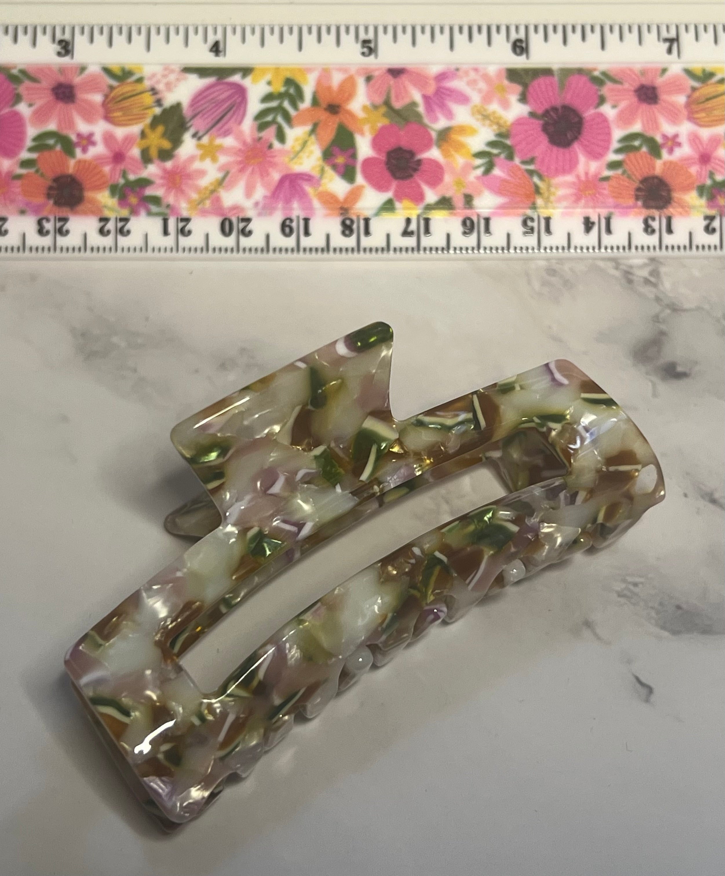 Hair Claw / Clip - Sage Marble Hallowed Out