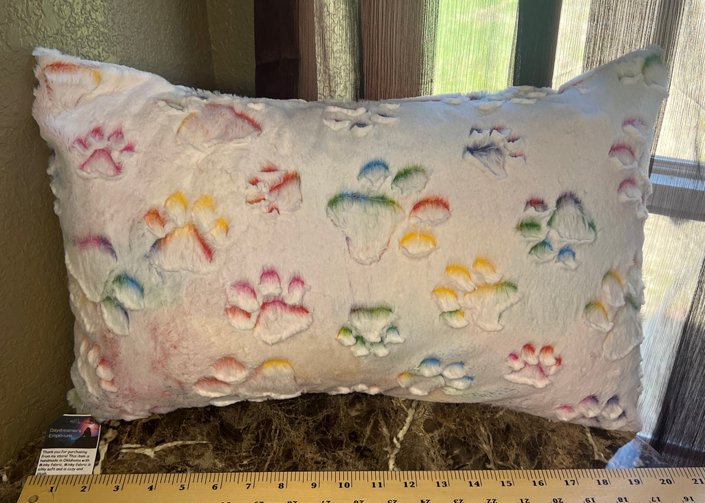 Minky Lumbar Pillow - Vibrant Paws