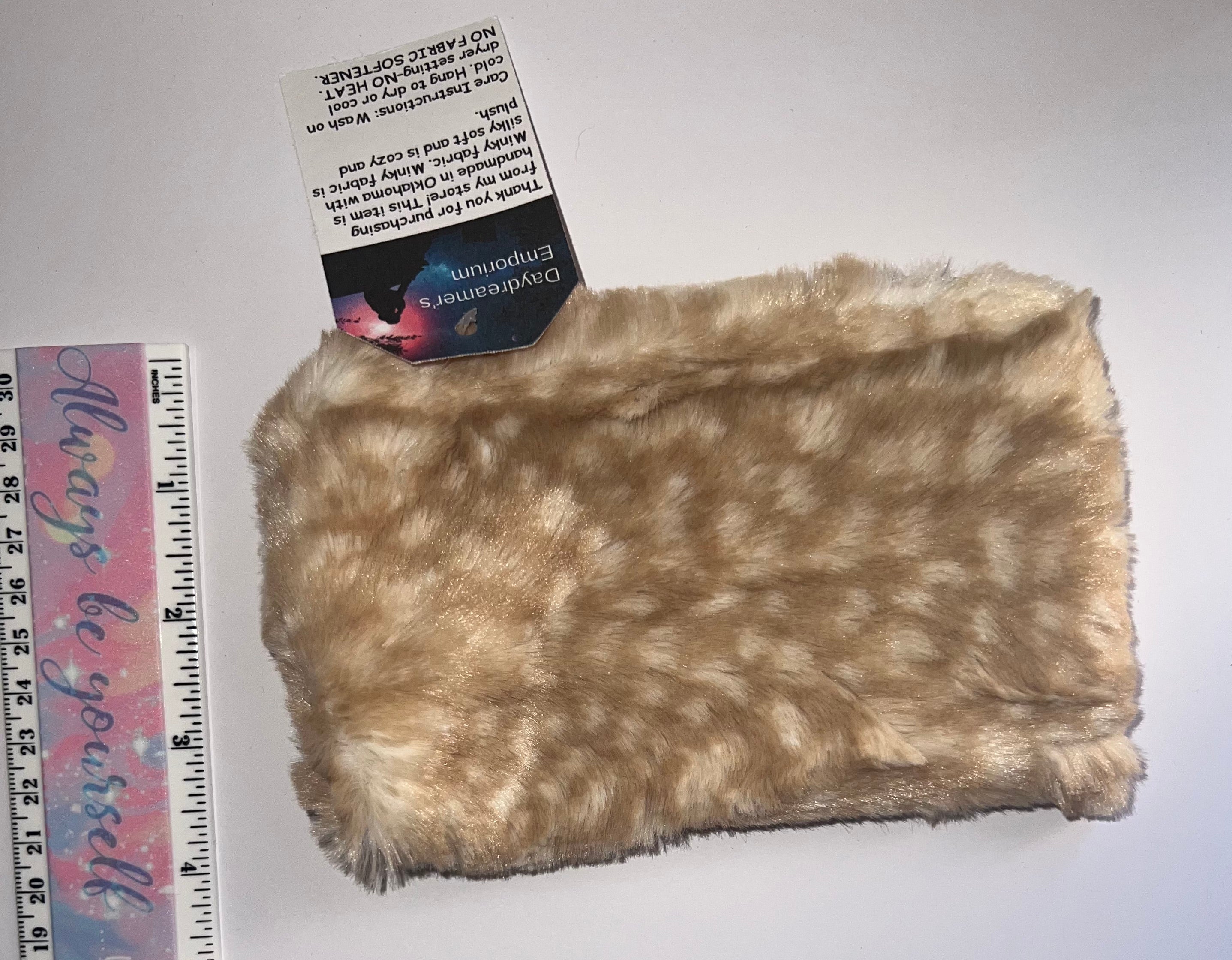 Minky Beige Fawn Pouch Bag