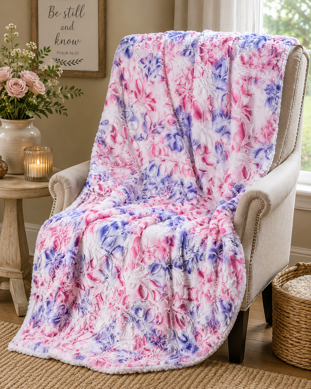 Minky Blankets- Sorbet Poppy - Pink, Purple, White