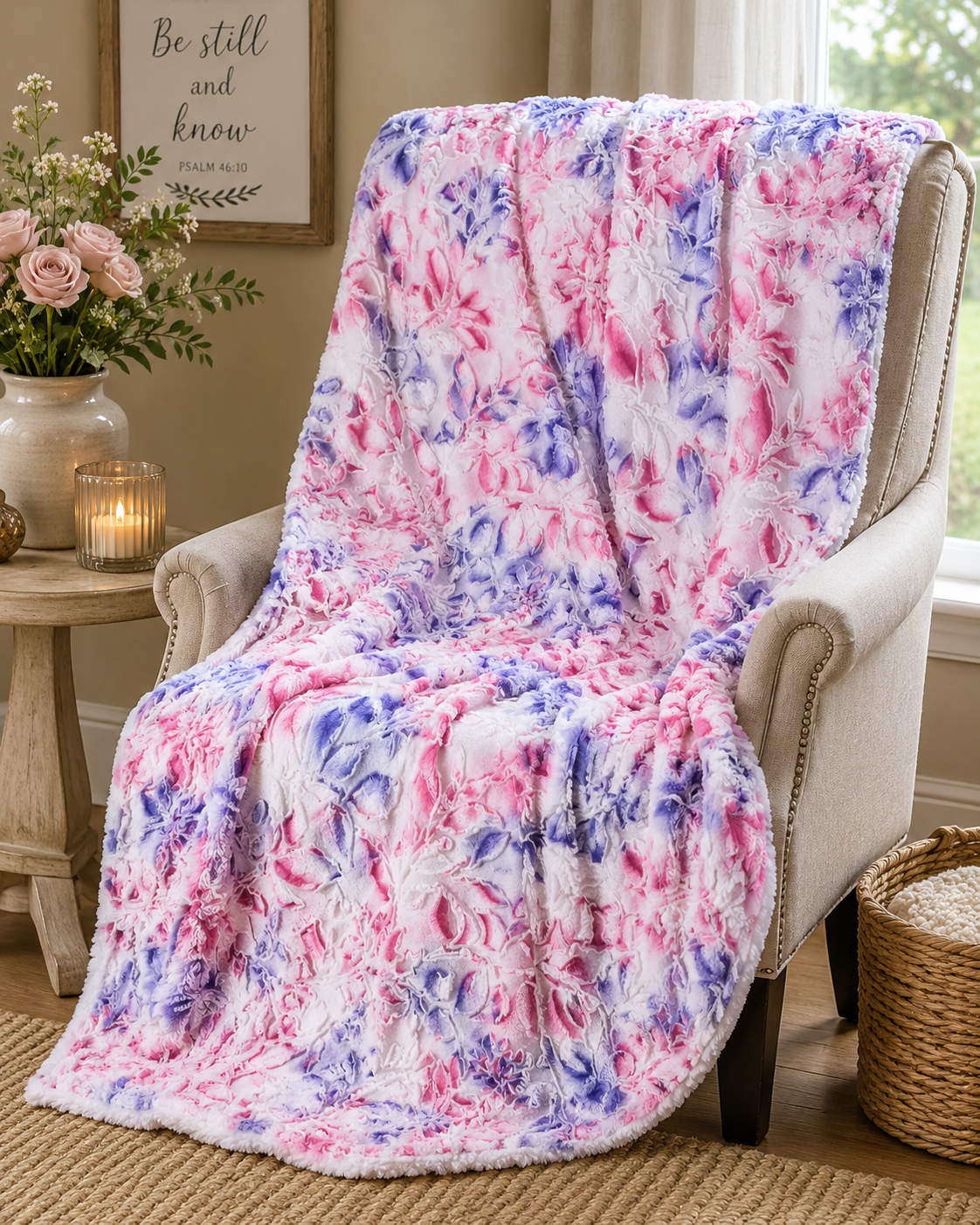 Minky Blankets- Sorbet Poppy - Pink, Purple, White