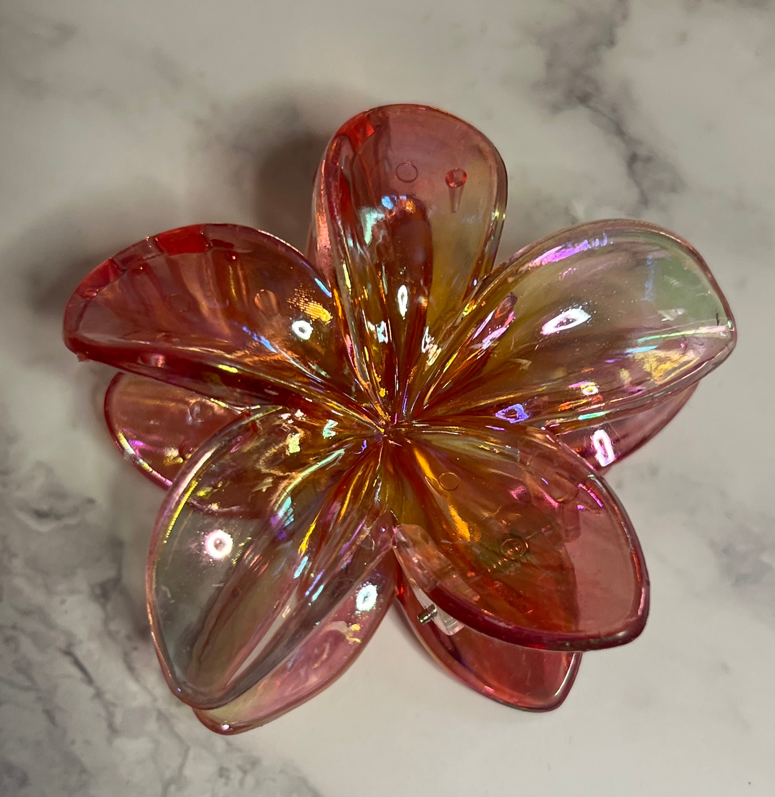 Hair Claw / Clip - Large Iridescent Flower - Various Colors To Choose From