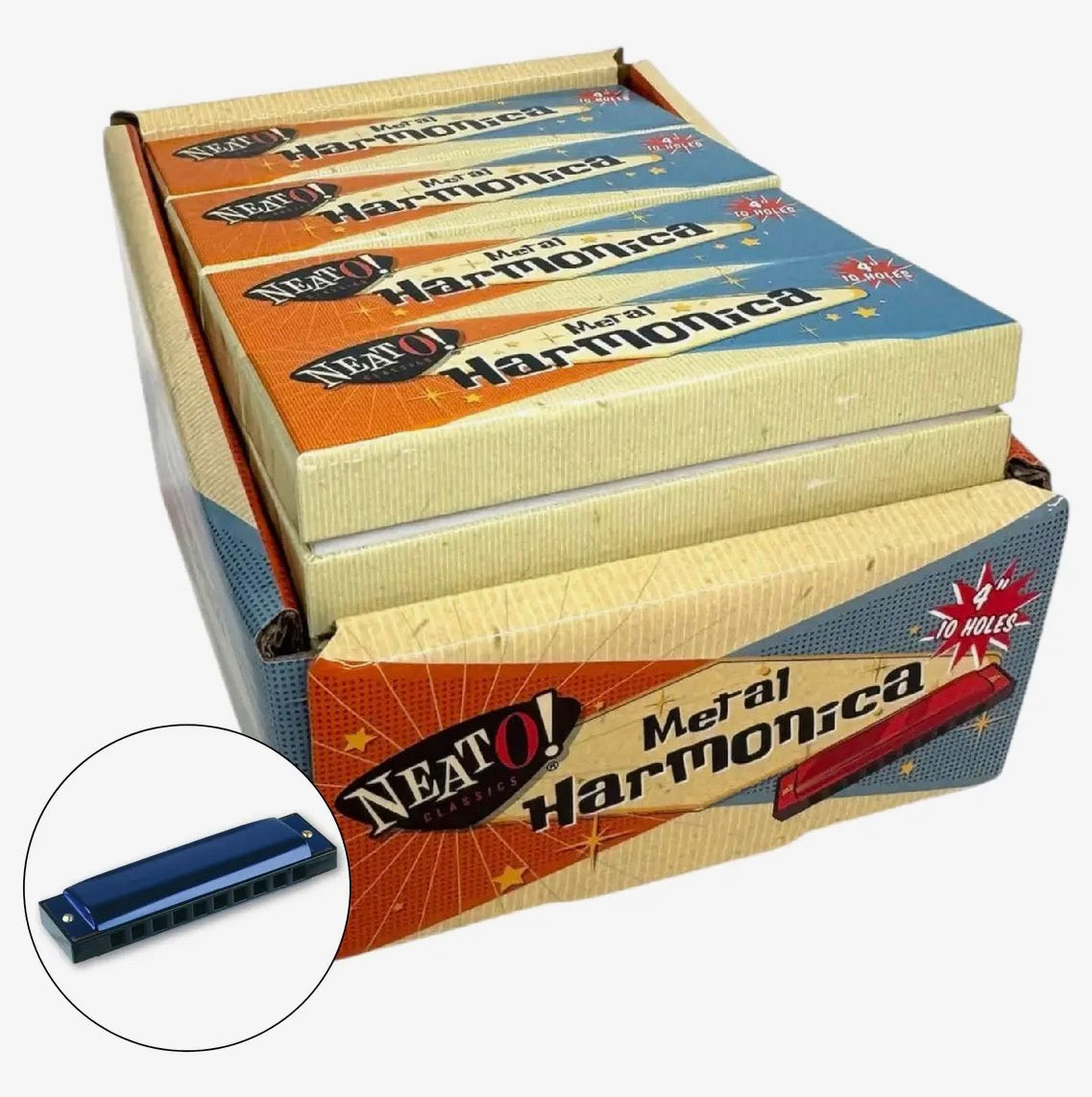 Neat! 4” Metal Harmonica - Retro Classics Vintage Toys