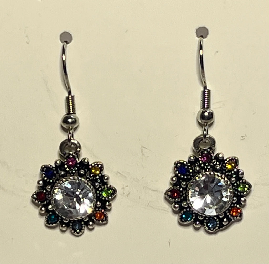 Earring - Sterling Silver Colorful Flower