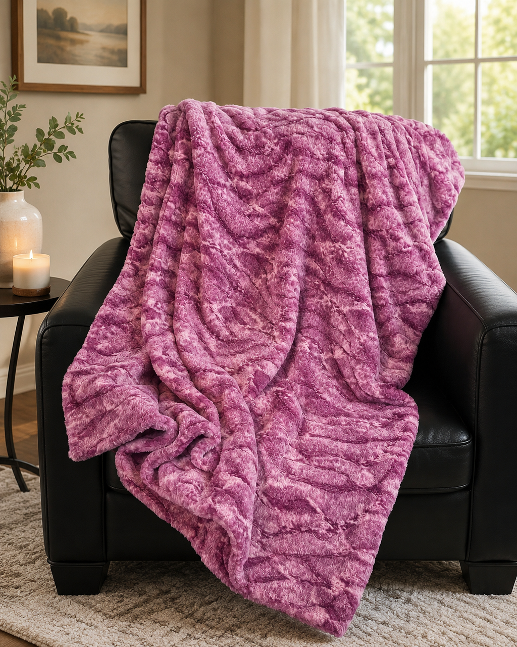 Minky Blankets - Pansy Birch - Approx Size 72” x 60”