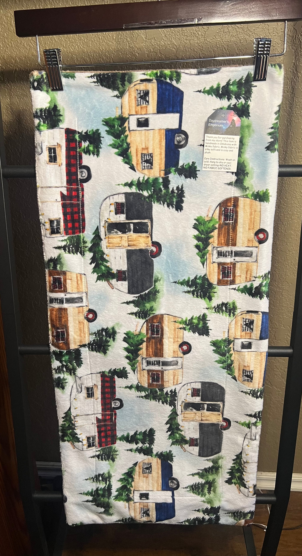 Minky Reversible Table Runner - Gone Camping & Cocoa Cuddle