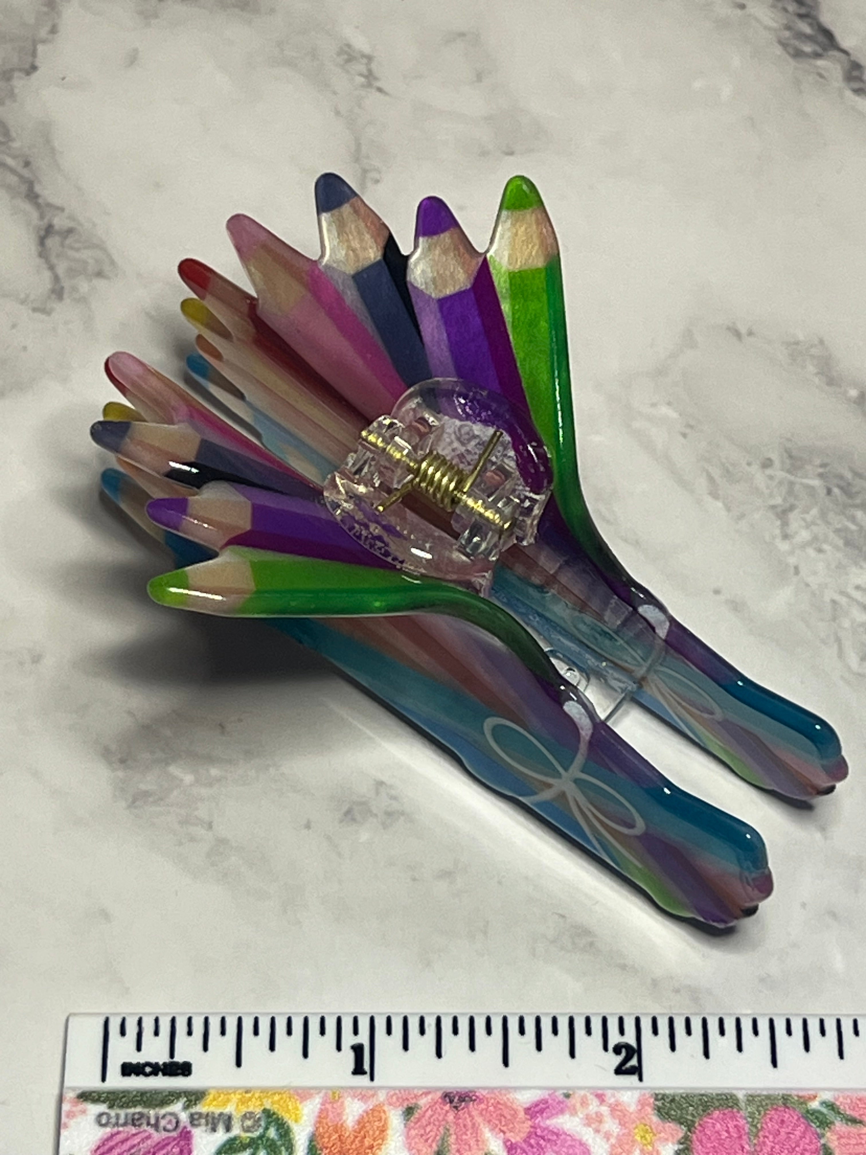 Hair Claw / Clip - Rainbow Colored Pencils