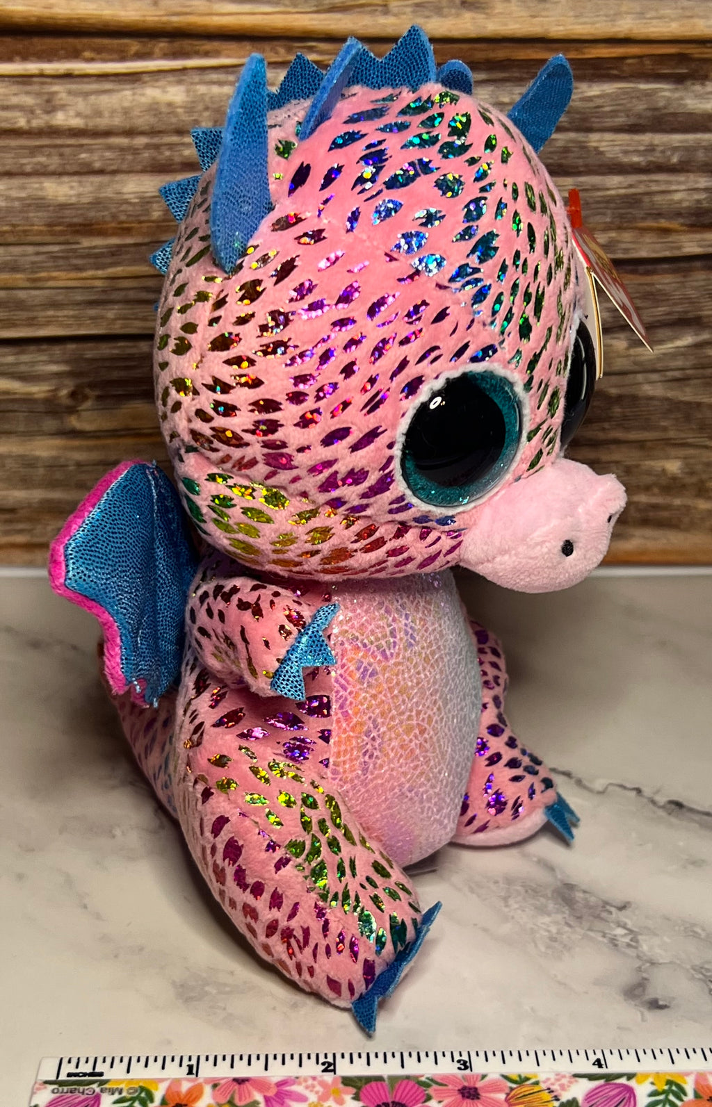 Ty Beanie Baby - Flint Pink Spotted Dragon