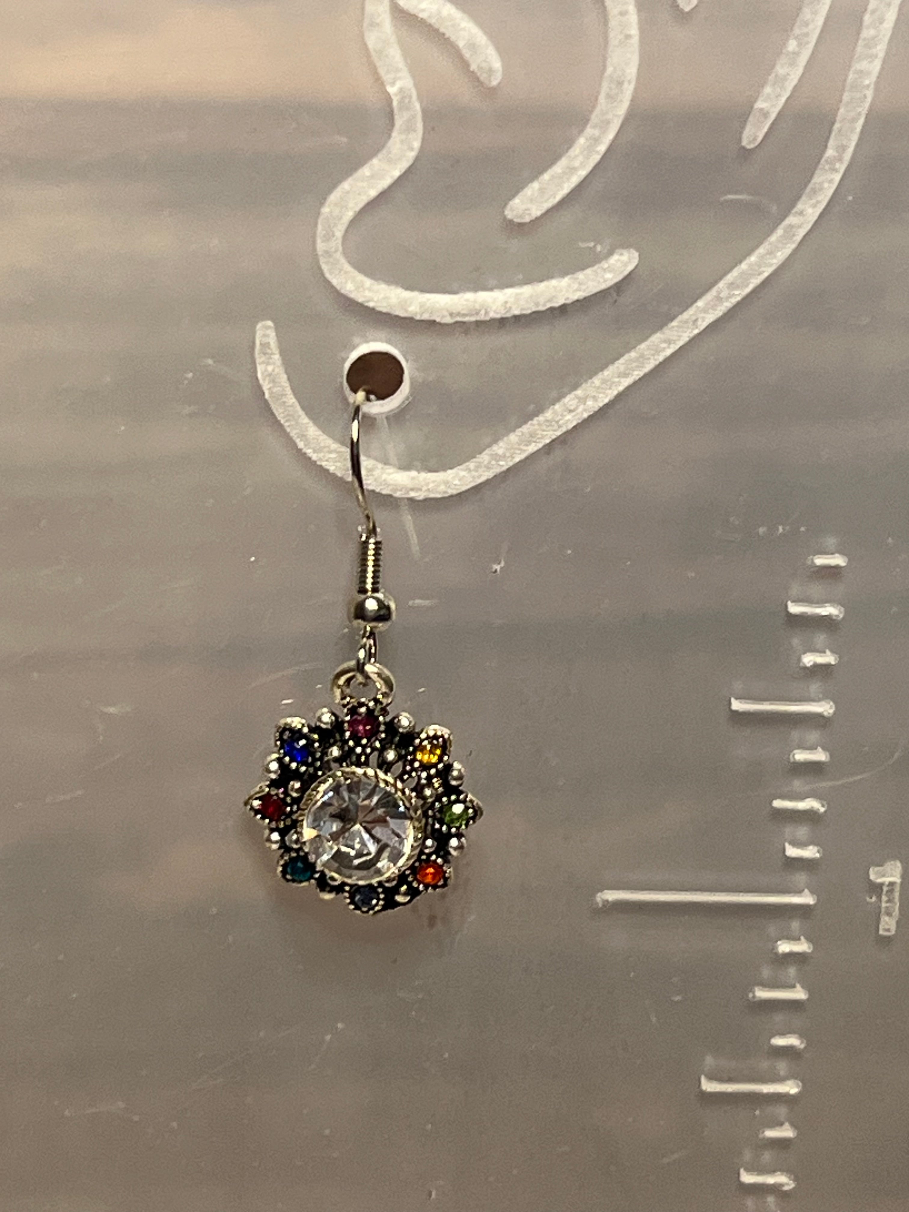 Earring - Sterling Silver Colorful Flower
