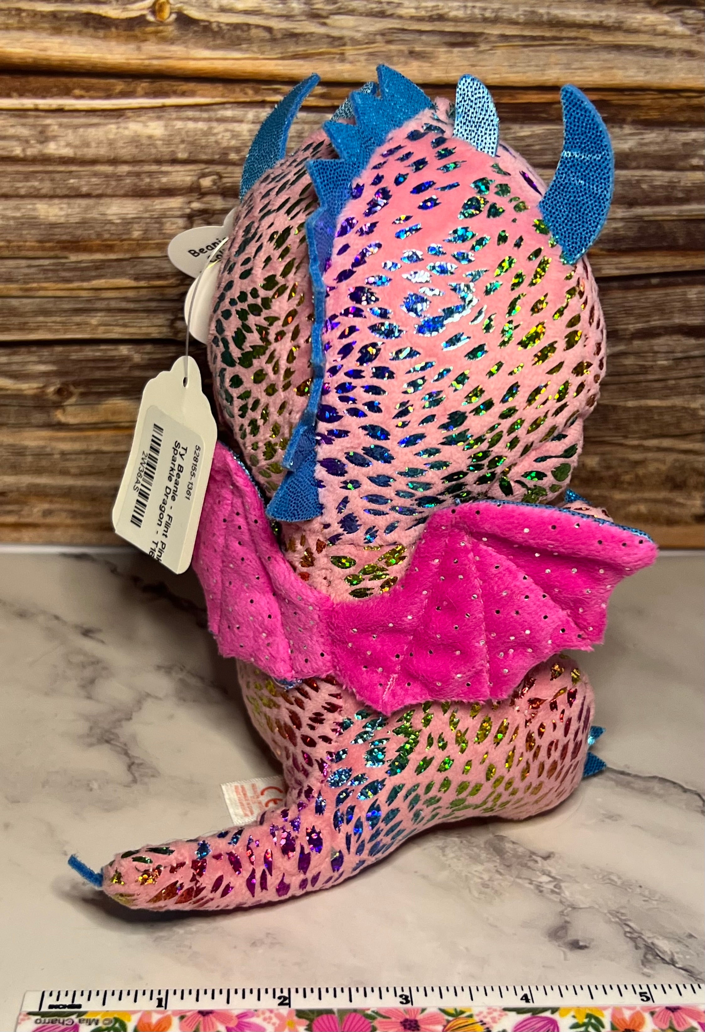 Ty Beanie Baby - Flint Pink Spotted Dragon