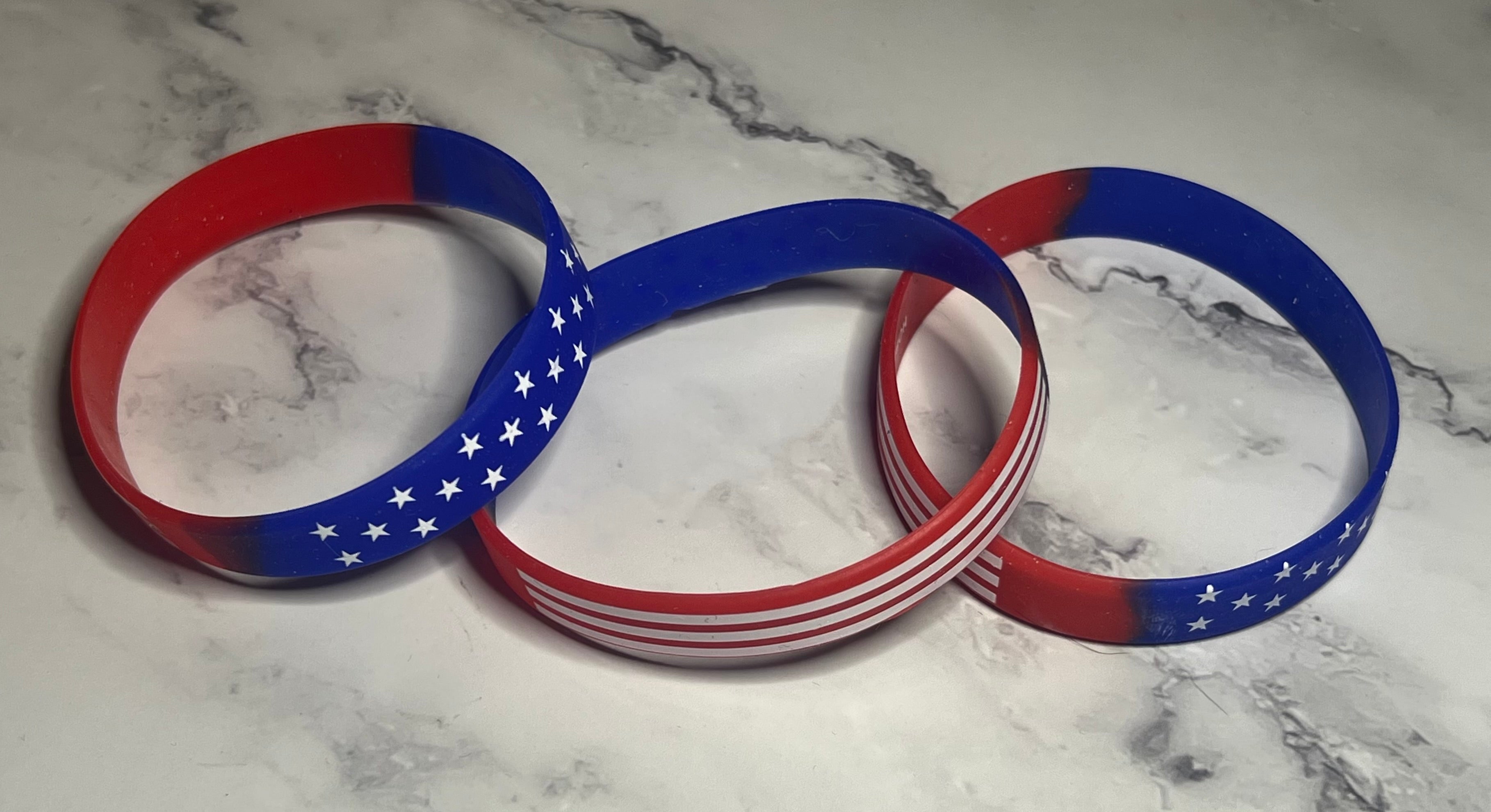 Patriotic Stars & Stripes Silicone Wristband Bracelet 🇺🇸