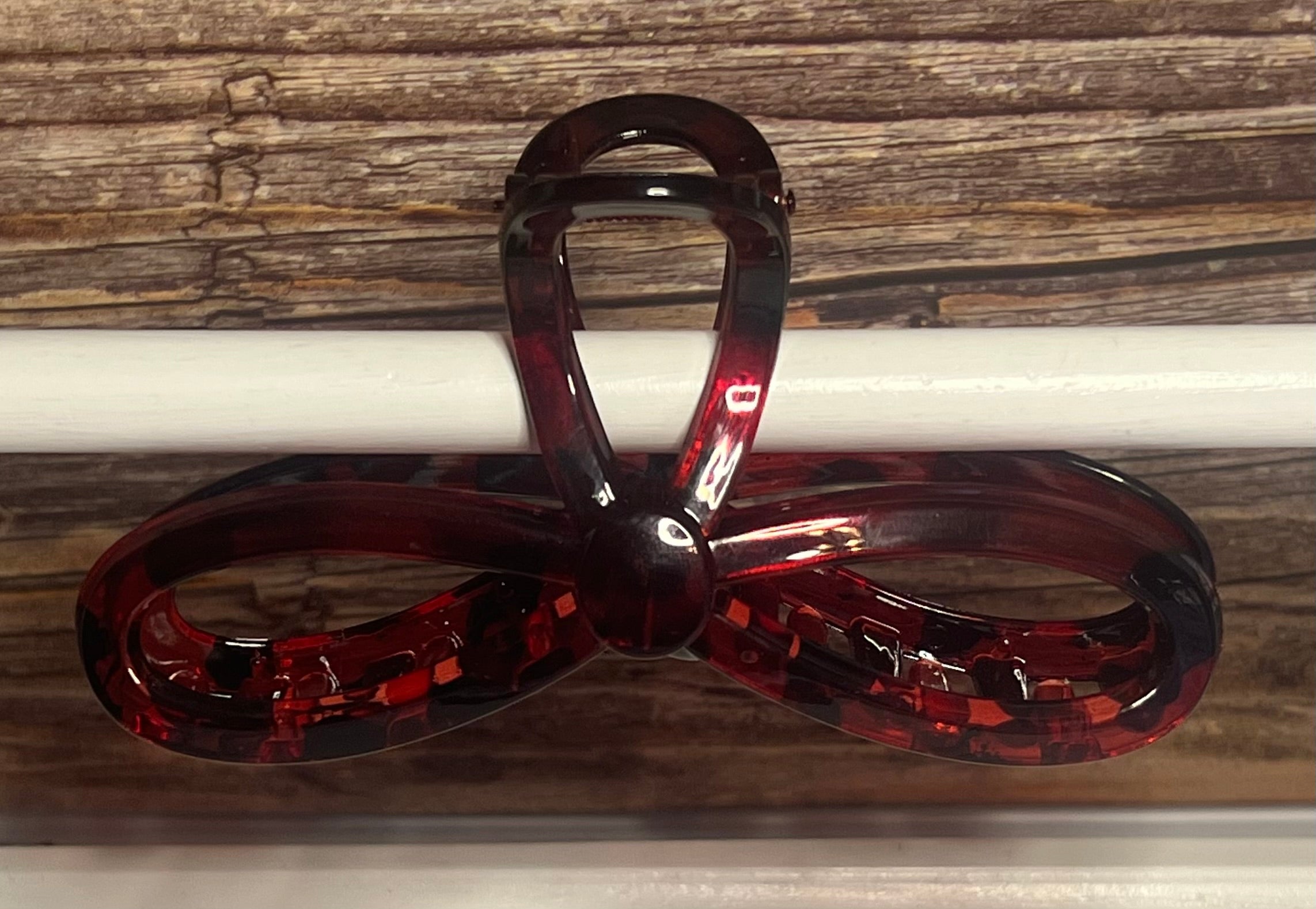 Hair Claw / Clip - Large Leopard & Brown Bow