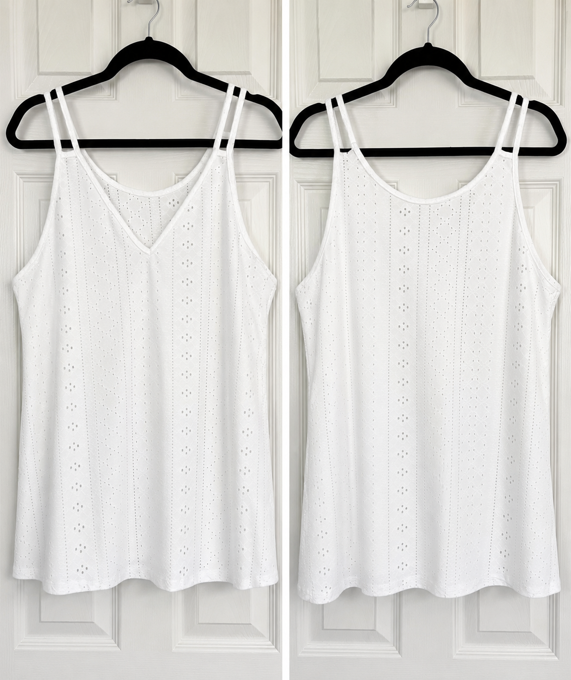 Reversible Double Strap Eyelet Top - White