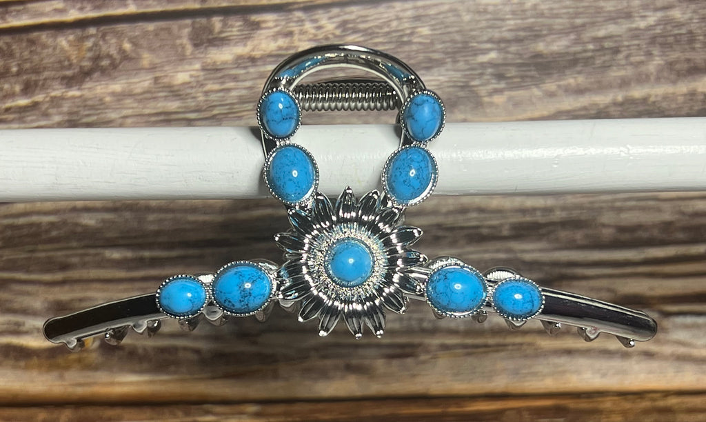 Hair Claw / Clip - Southwest Turquoise Metal