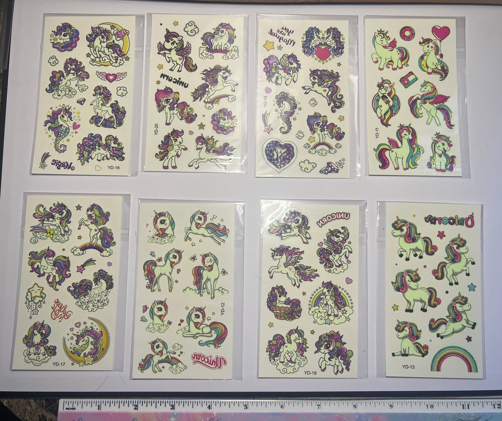 Glow-In-The-Dark Unicorn Temporary Tattoos