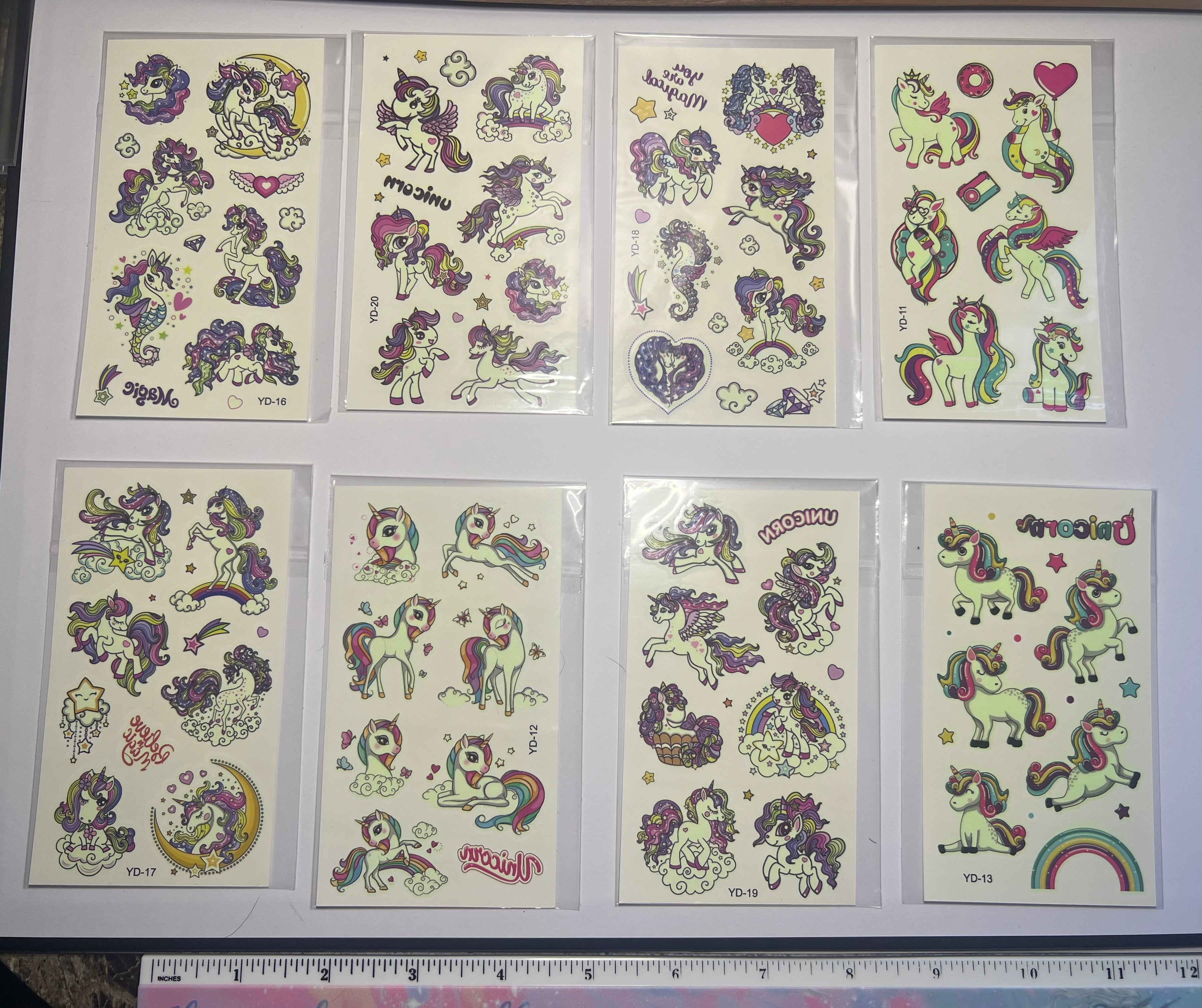 Glow-In-The-Dark Unicorn Temporary Tattoos